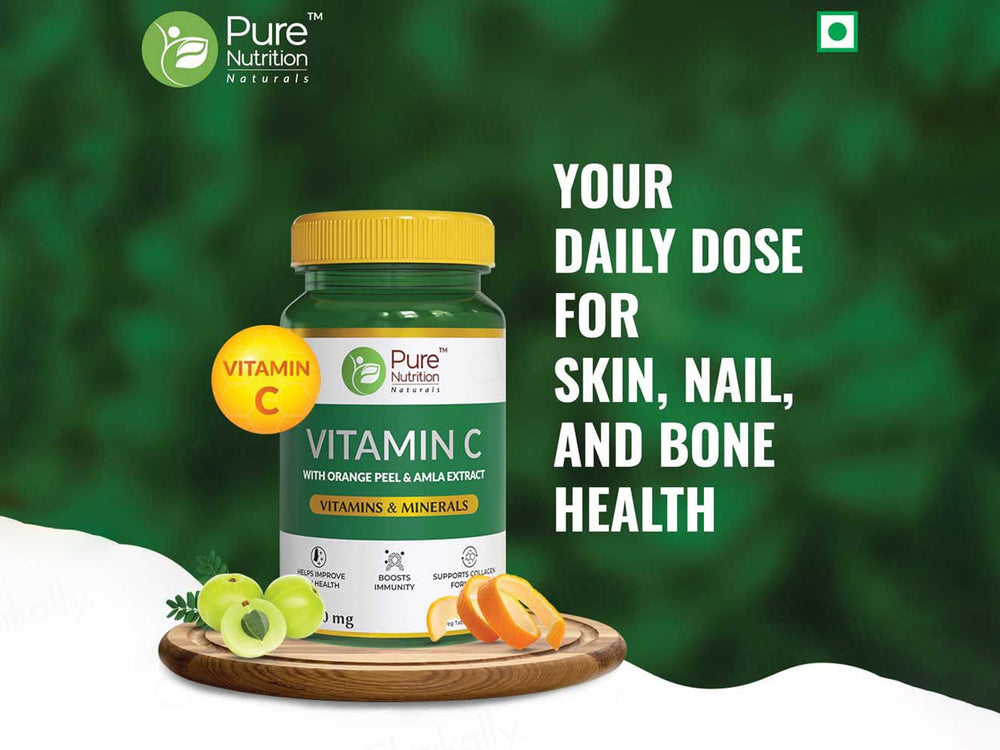 Pure Nutrition Vitamin C With Orange Peel & Amla Extract Veg Tablet