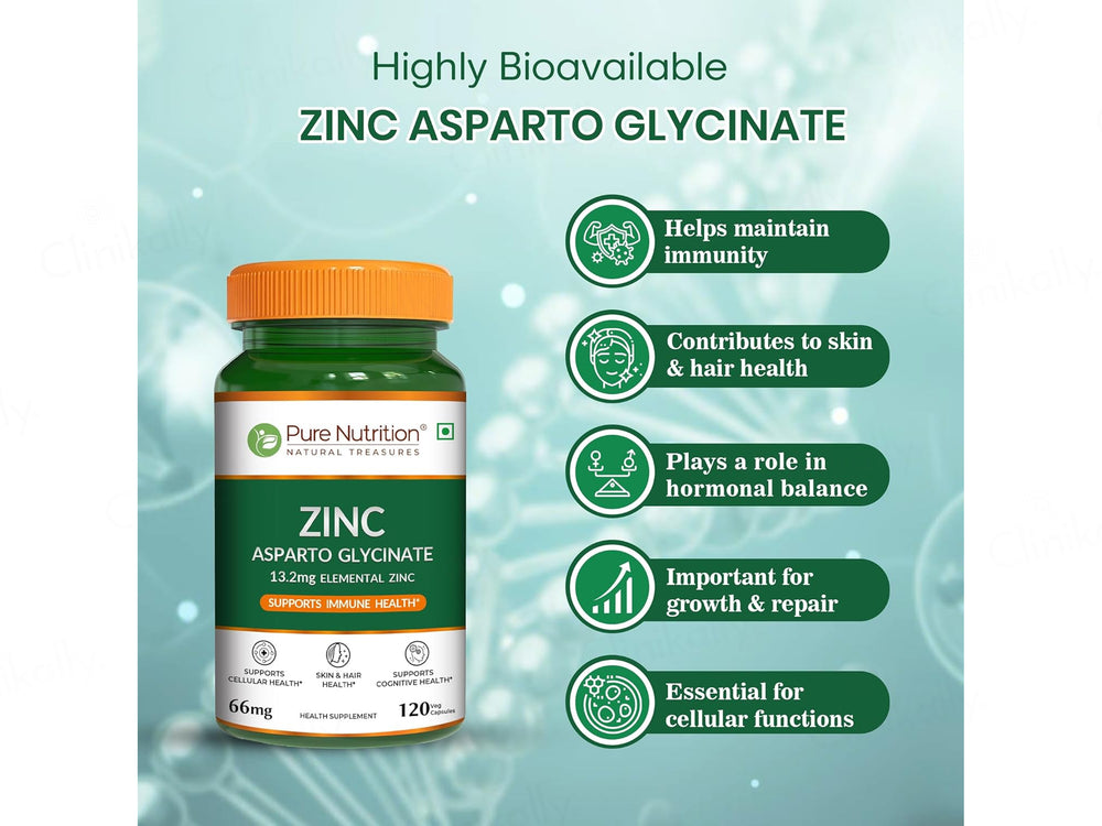 Pure Nutrition Zinc Asparto Glycinate 66mg Veg Capsule