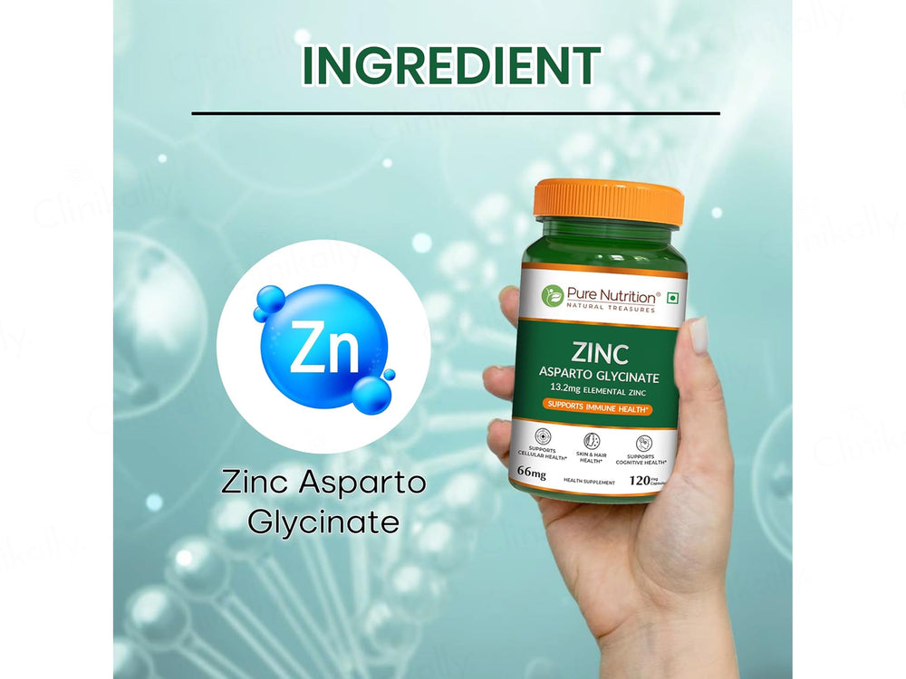 Pure Nutrition Zinc Asparto Glycinate 66mg Veg Capsule