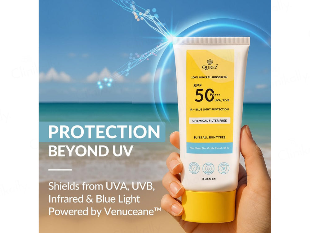 Qurez 100% Mineral IR + Blue Light Protection Sunscreen SPF 50 PA+++