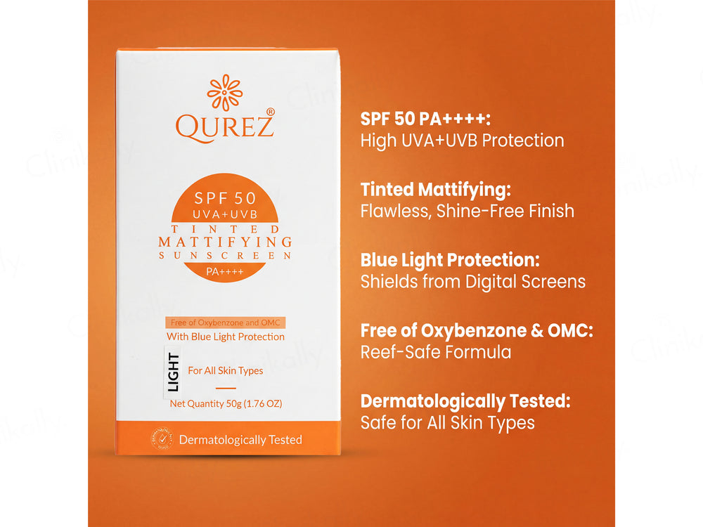 Qurez Tinted Mattifying Sunscreen SPF 50 PA++++ (Light)