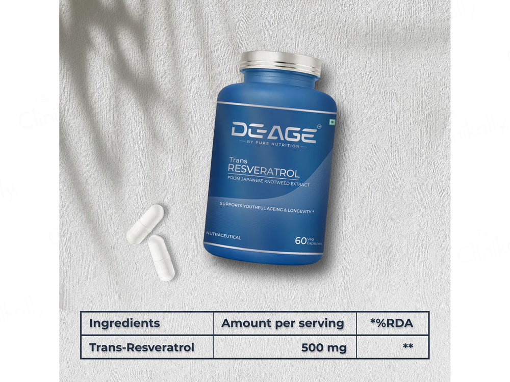 DeAge Trans Resveratrol Anti-Ageing Veg Capsule