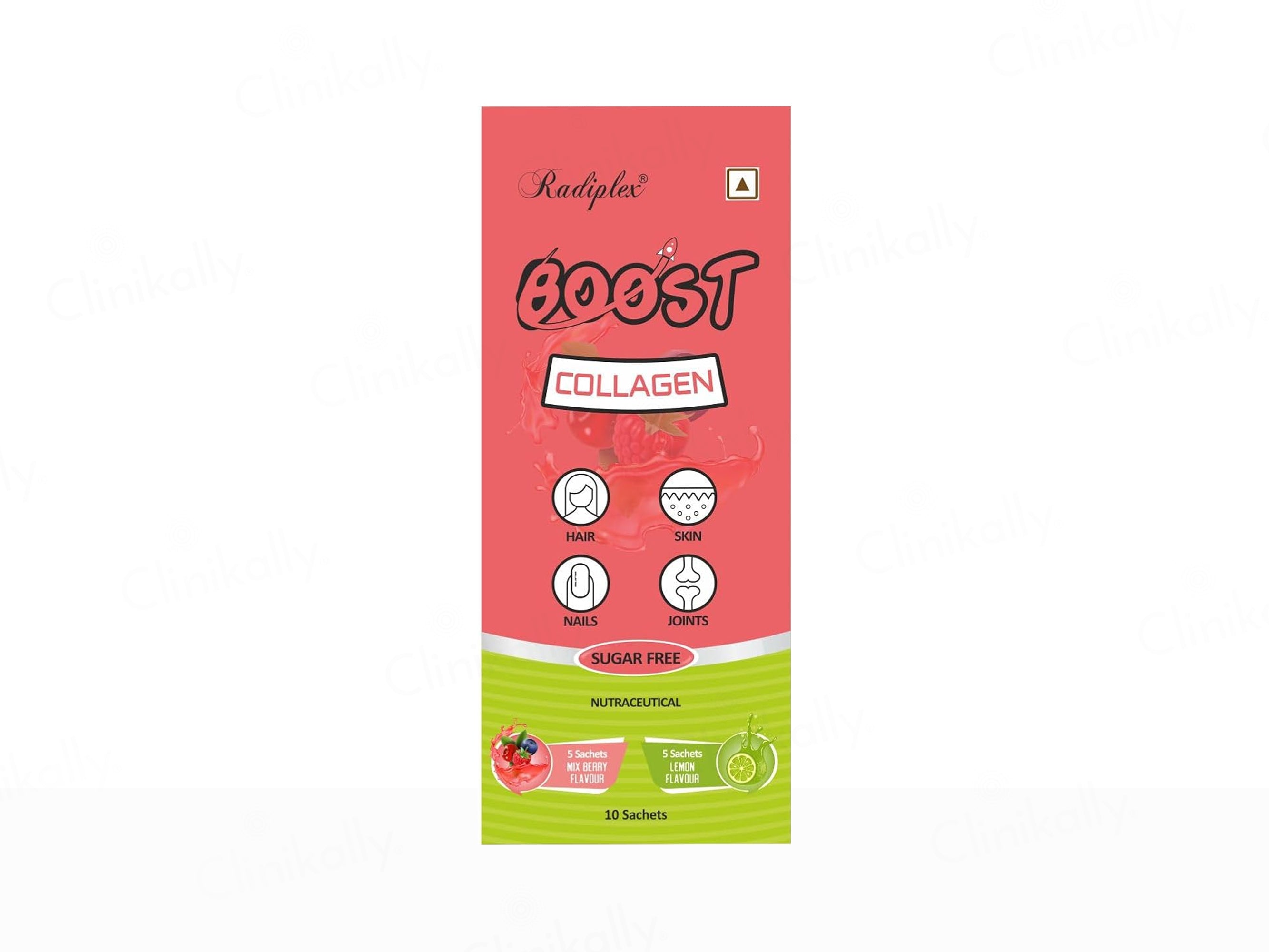 Radiplex Boost Collagen Sugar Free Nutraceutical Powder - Mix Berry & Lemon Flavour