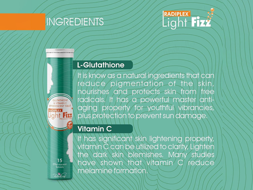 Radiplex Light Fizz Glutathione & Vitamin C Sugar Free Effervescent Tablet