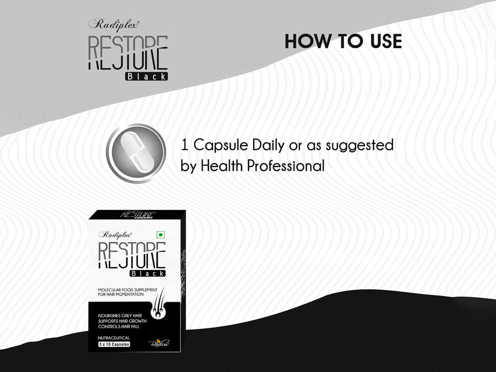 Radiplex Restore Black Molecular Food Supplement Capsule For Hair Pigmentation
