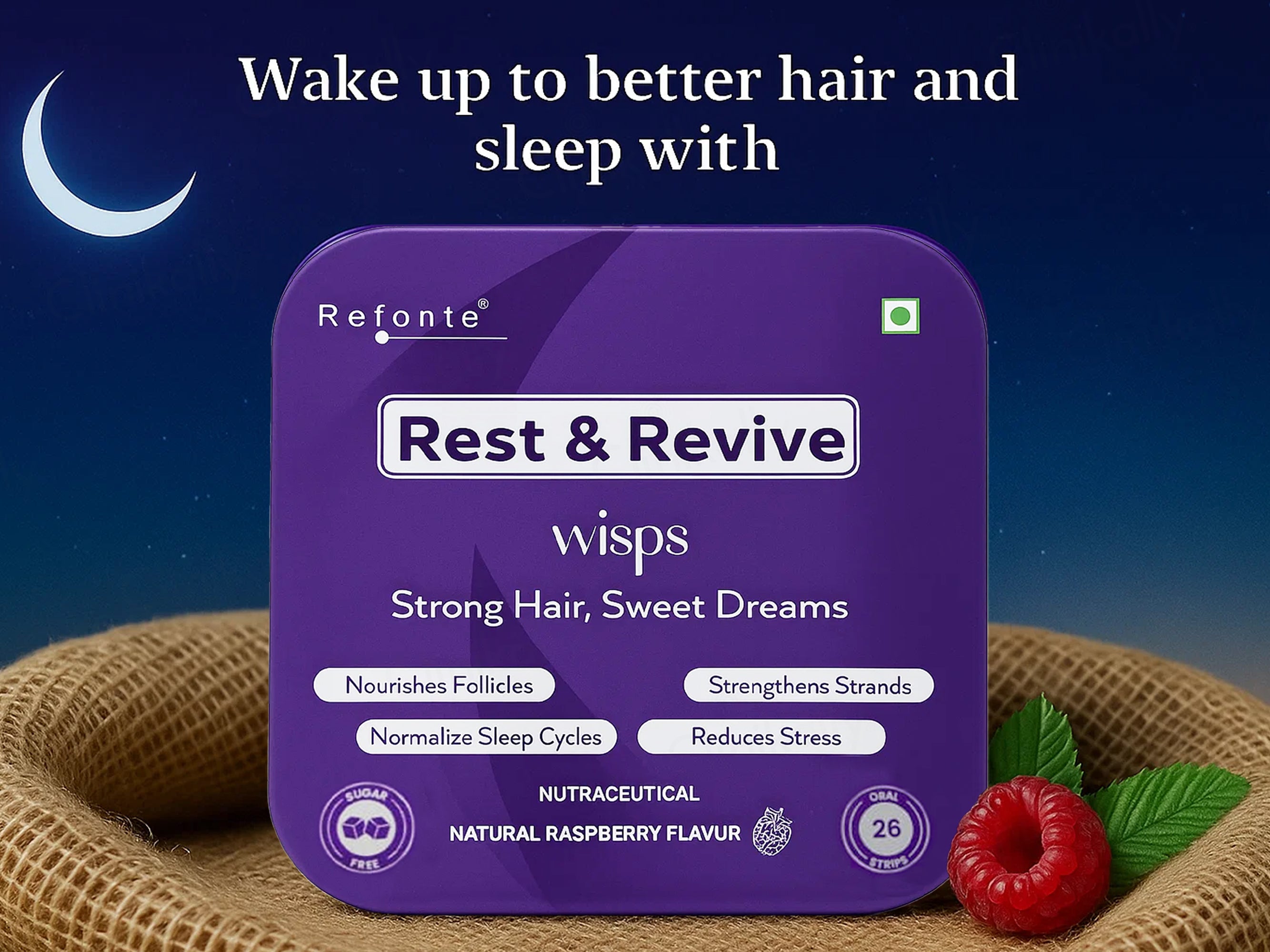 Refonte Rest & Revive Wisps Nutraceutical Oral Strips - Natural Raspberry Flavour