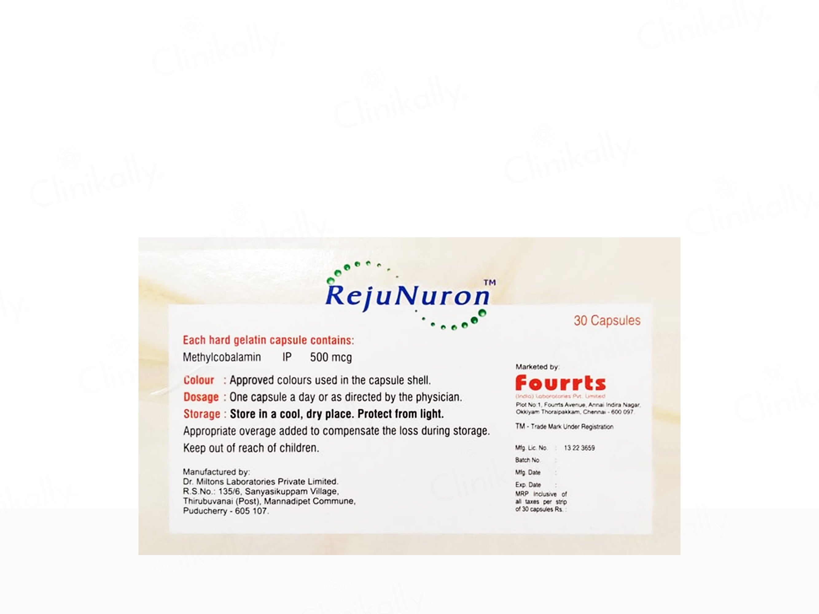 Rejunuron Methylcobalamin 500mcg Capsule