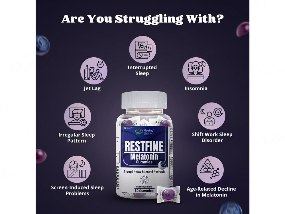 Restfine Melatonin Gummies - Blueberry Flavour