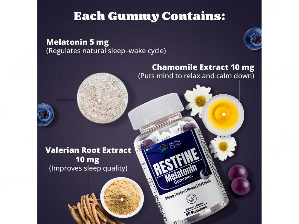 Restfine Melatonin Gummies - Blueberry Flavour