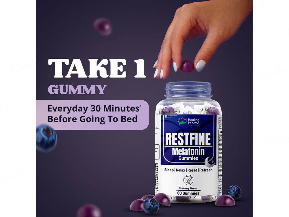 Restfine Melatonin Gummies - Blueberry Flavour