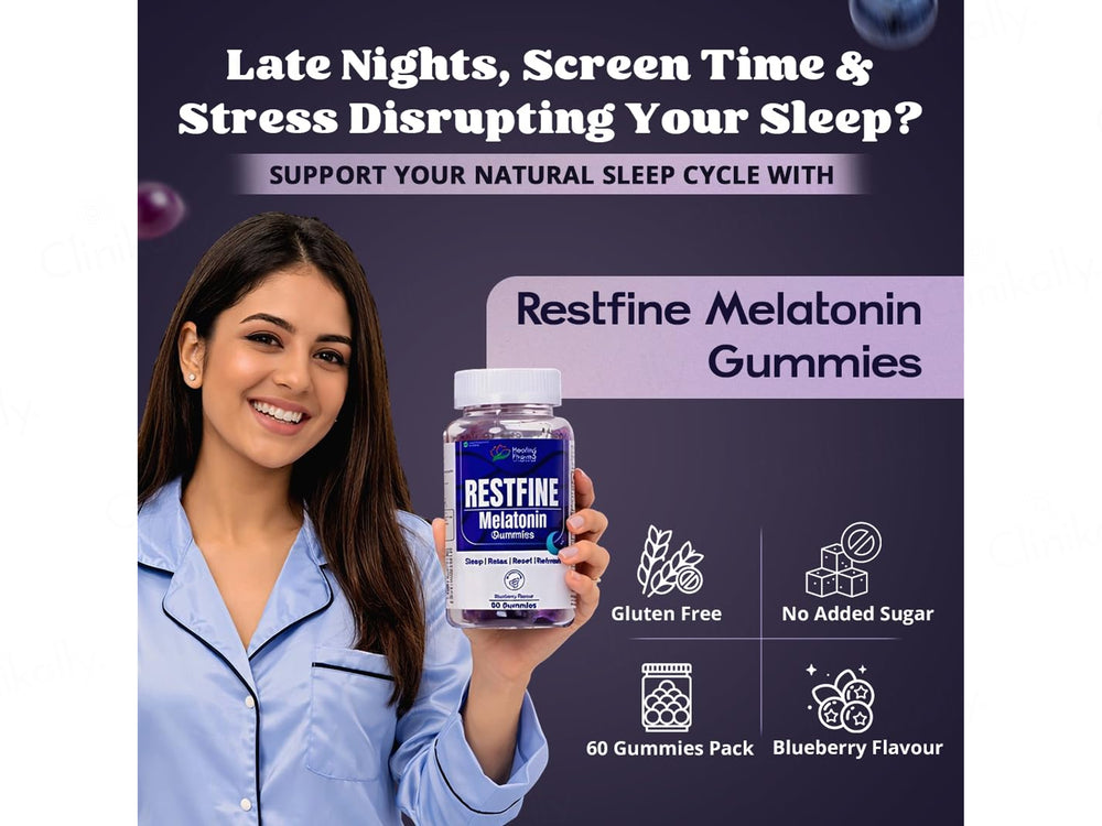 Restfine Melatonin Gummies - Blueberry Flavour