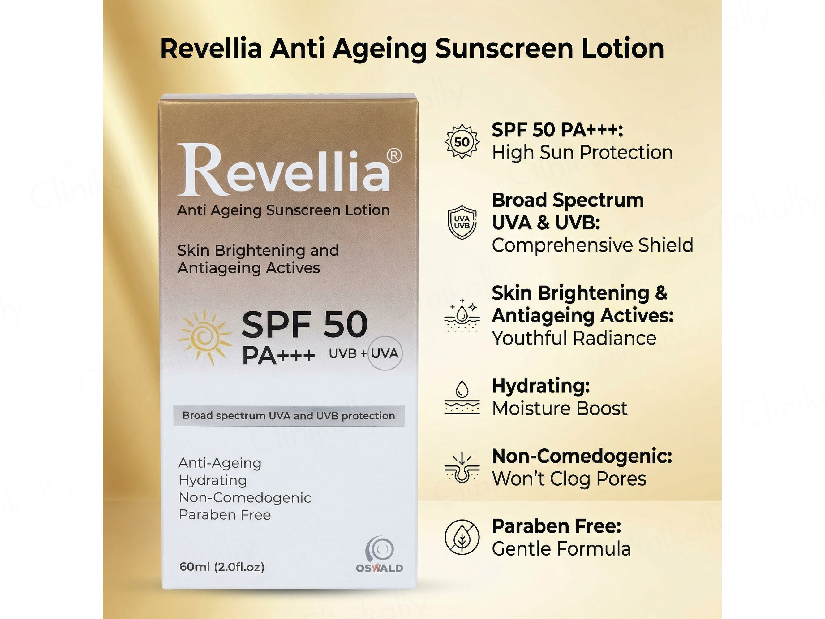Revellia Anti Ageing Sunscreen Lotion SPF 50 PA+++