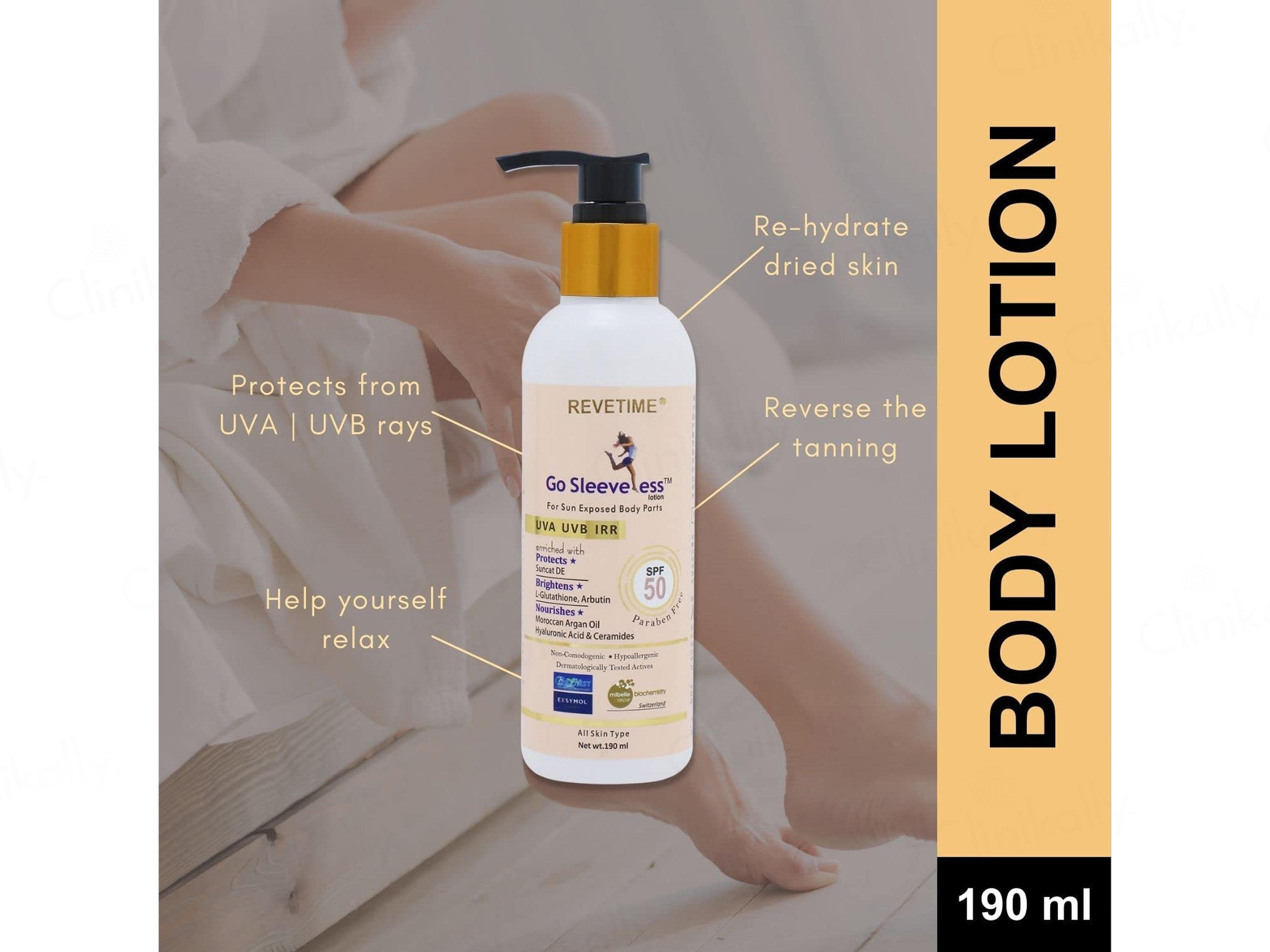 Revetime Go Sleeveless Sunscreen Body Lotion SPF 50 PA