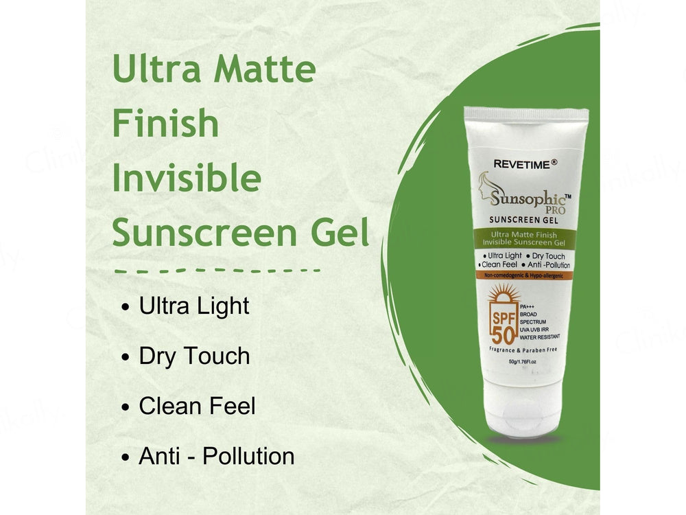 Revetime Sunsophic Pro Ultra Matte Invisible Sunscreen Gel SPF 50 PA+++