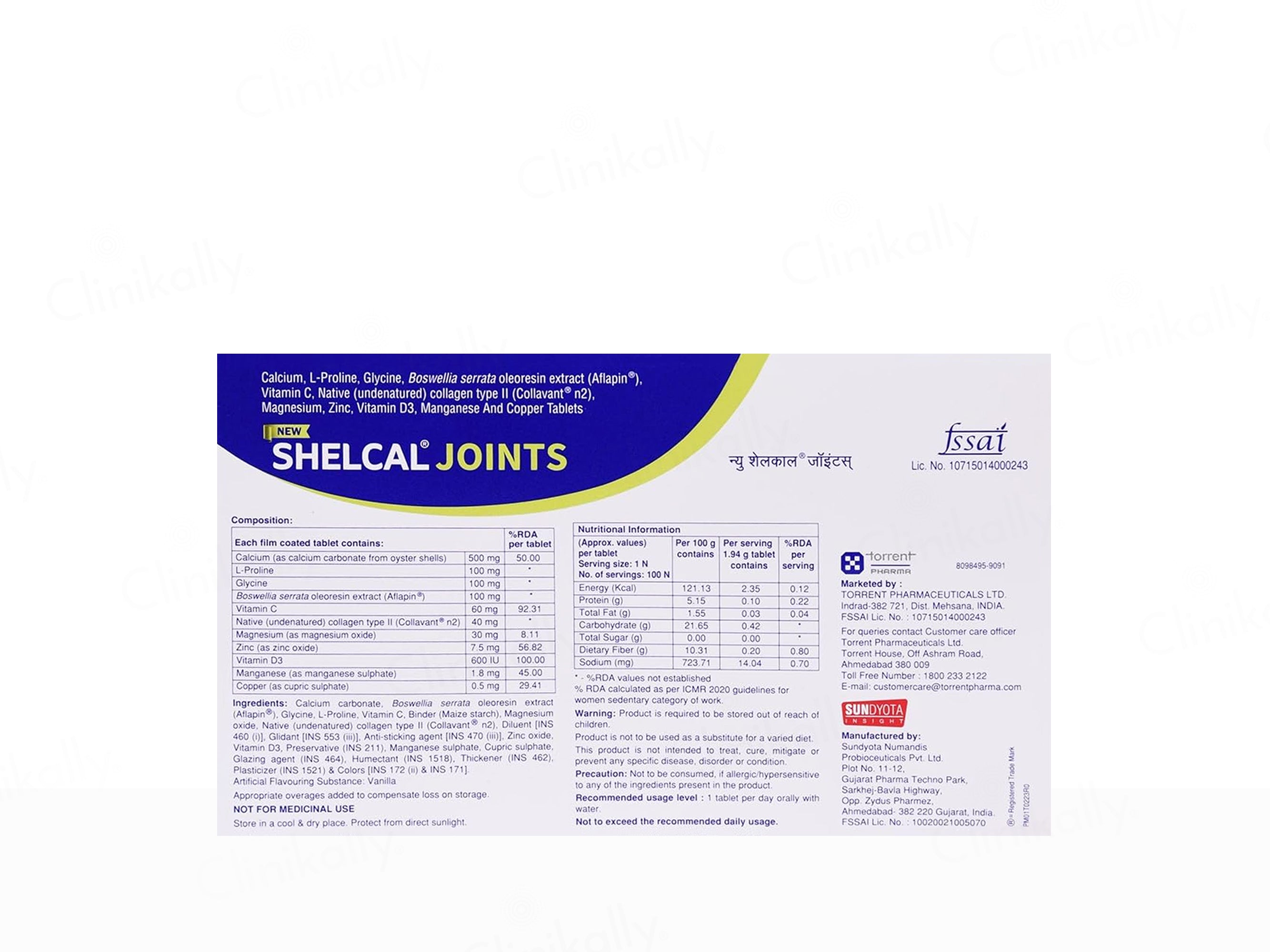 Shelcal Joints Nutraceutical Tablet For Adults