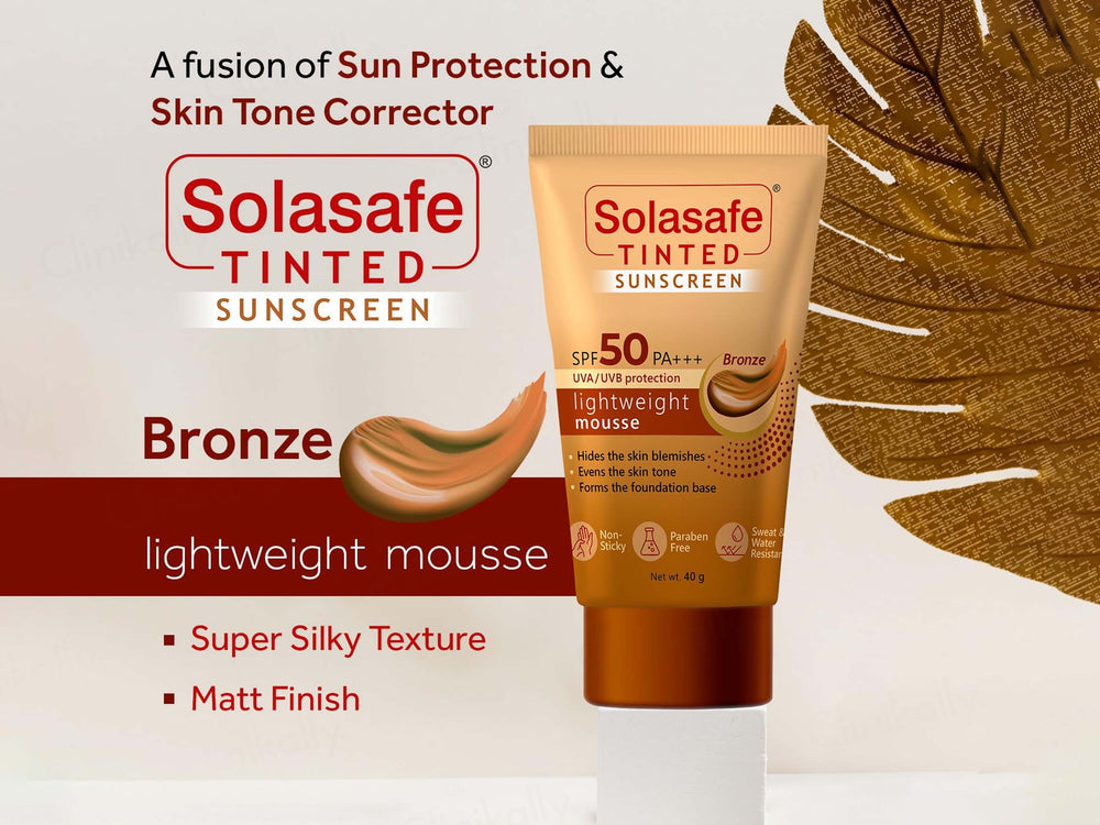 Solasafe Tinted Lightweight Mousse Sunscreen SPF 50 PA+++ (Bronze)