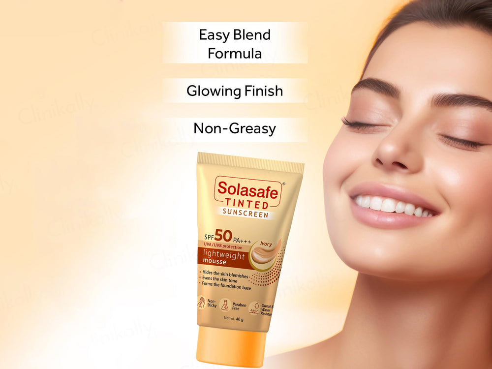 Solasafe Tinted Lightweight Mousse Sunscreen SPF 50 PA+++ (Ivory)