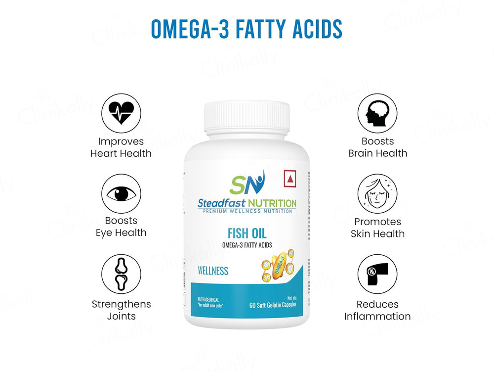 Steadfast Nutrition Fish Oil Wellness Omega 3 Fatty Acids Softgel Capsule