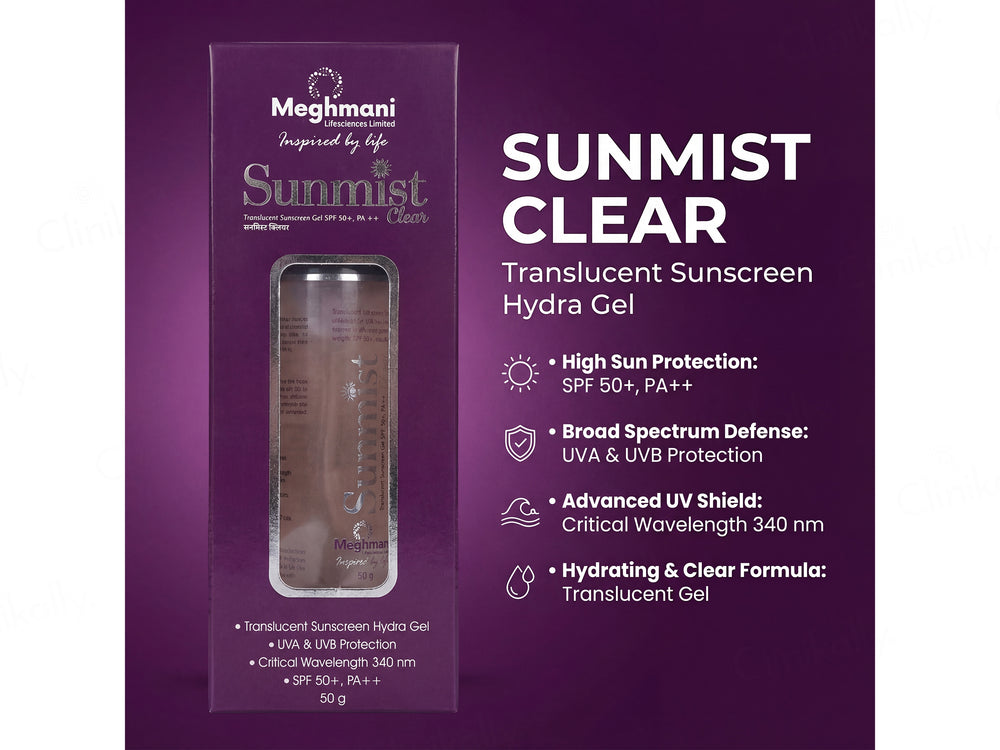 Sunmist Clear Translucent Sunscreen Gel SPF 50+ PA++