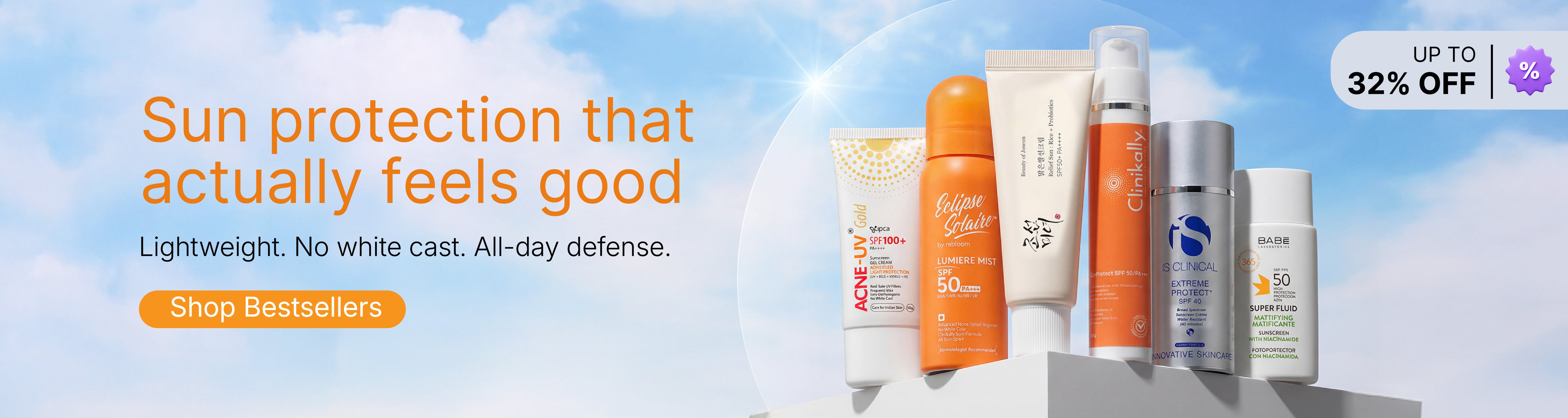Sun protection products with promotional text 