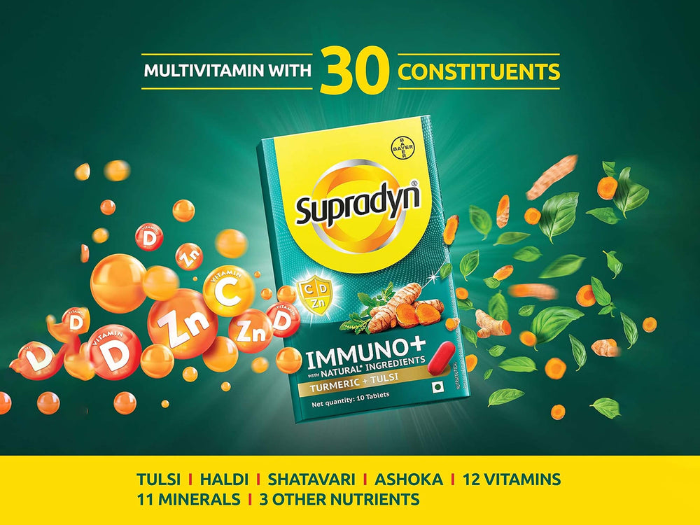 Supradyn Immuno+ Multivitamin Tablet With Turmeric & Tulsi