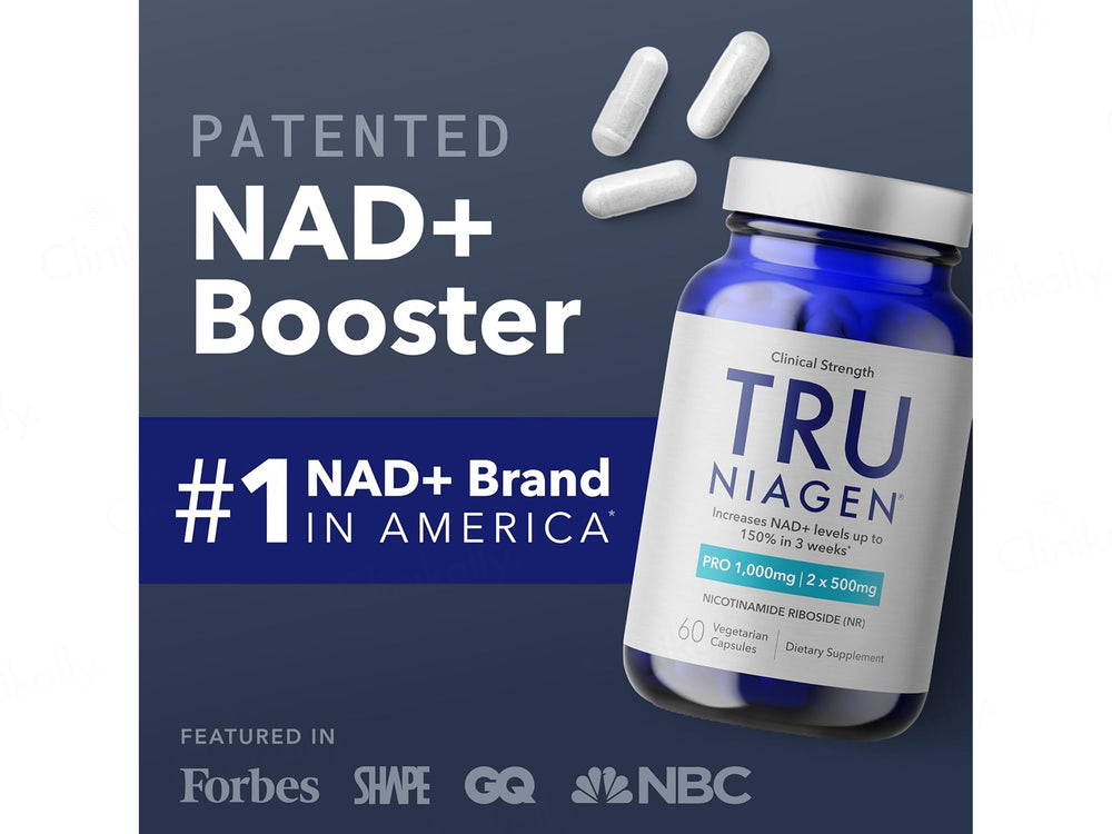 TRU Niagen Pro Nicotinamide Riboside 1000mg Dietary Supplement Veg Capsule