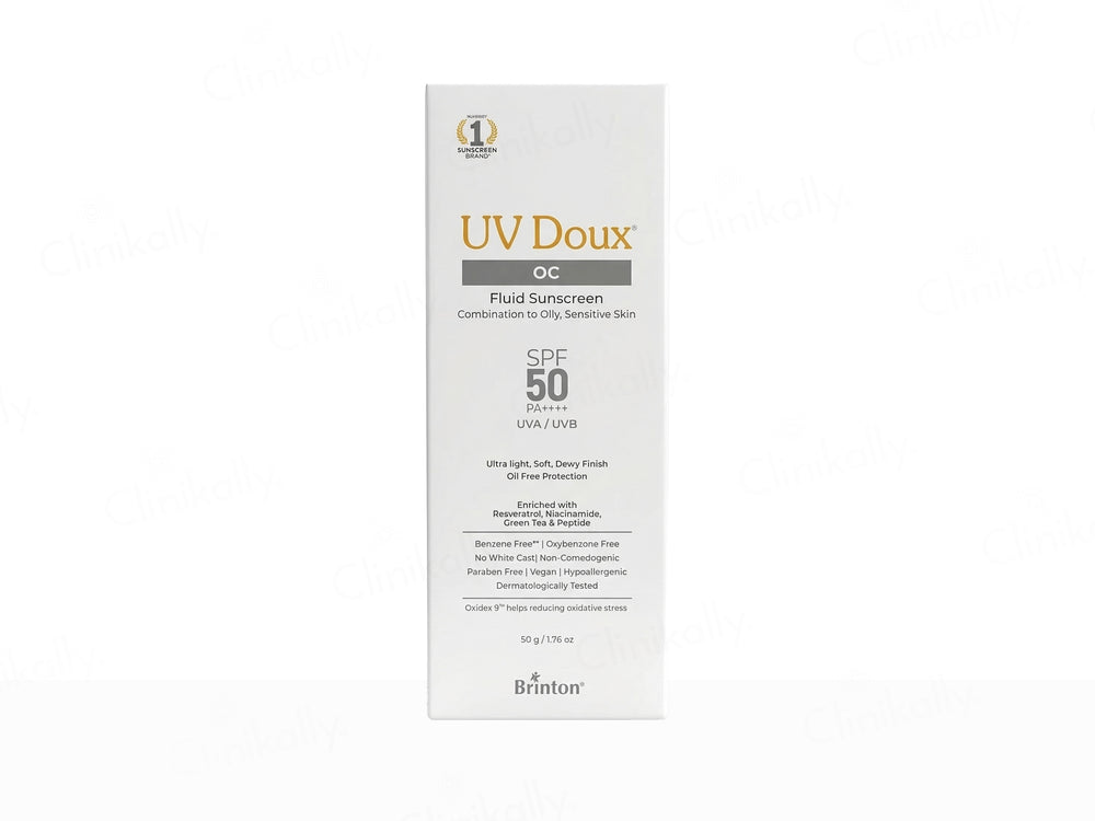 UV Doux OC Fluid Sunscreen SPF 50 PA++++ For Combination To Oily, Sensitive Skin
