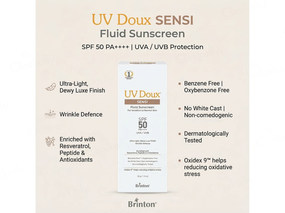 UV Doux Sensi Fluid Sunscreen SPF 50 PA++++ For Sensitive To Normal Skin