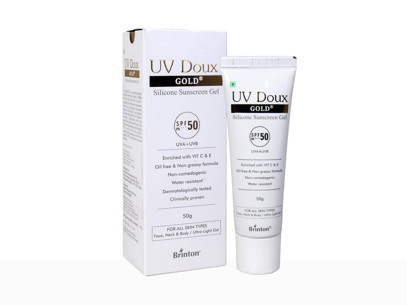 UV-Doux Gold silicone Sunscreen Gel SPF 50++- Clinikally