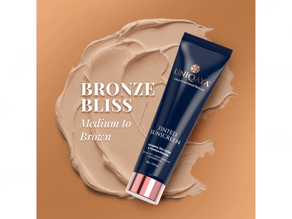 Uniqaya Tinted Sunscreen SPF 50 PA+++ (Bronze Bliss - Medium to Brown)