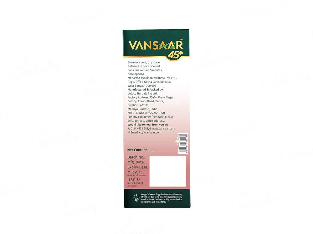 Vansaar 45+ Healthy Heart Cholesterol Balance Supplement Juice