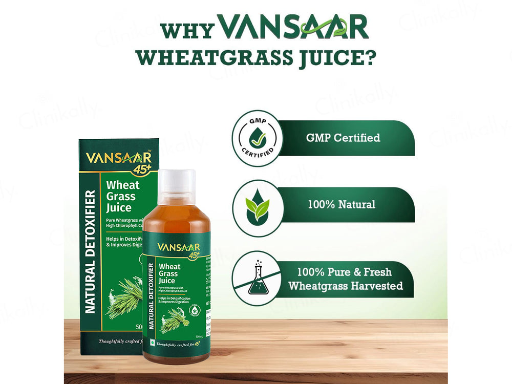 Vansaar 45+ Natural Detoxifier Pure Wheat Grass Supplement Juice