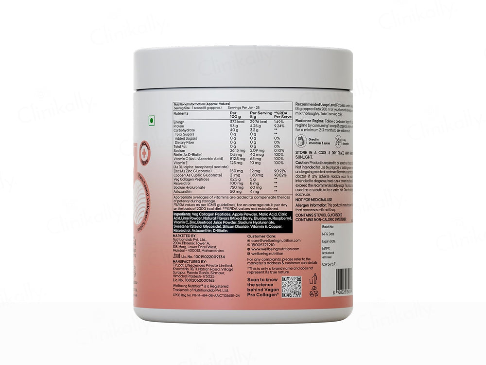 Wellbeing Nutrition Vegan Pro Collagen Powder - Mixed Berries Flavour