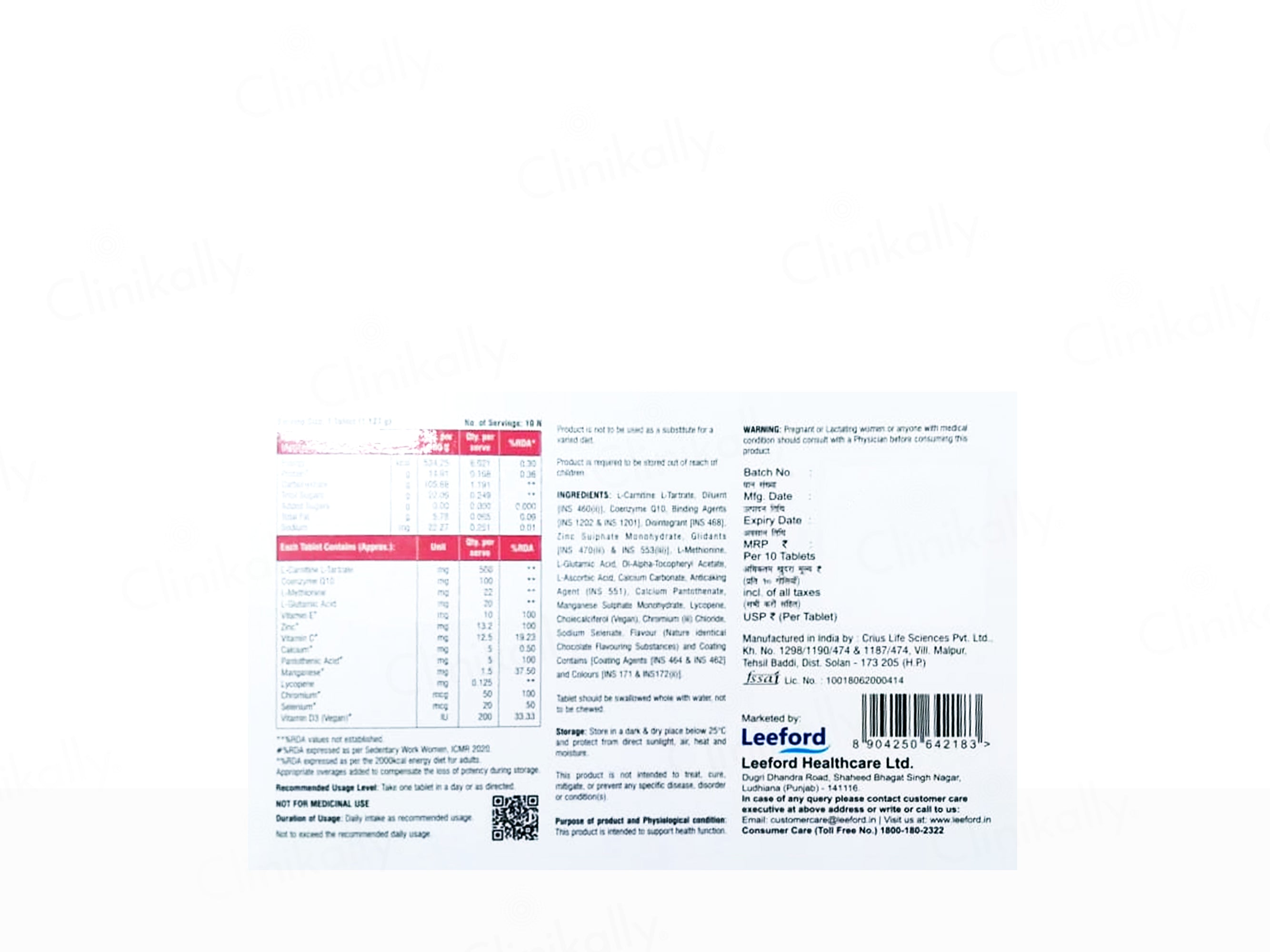 Weltive Q10 Forte Nutraceutical Tablet For Men & Women