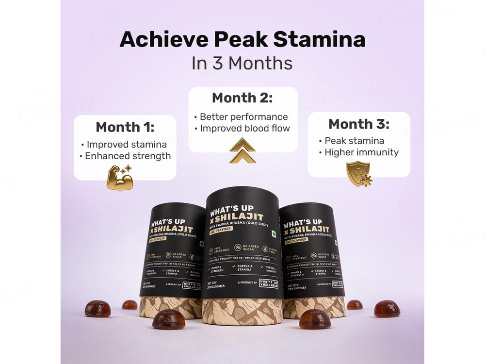 What's Up Wellness Shilajit Resin Nutraceutical Gummies With Gold Dust - Imli Flavour