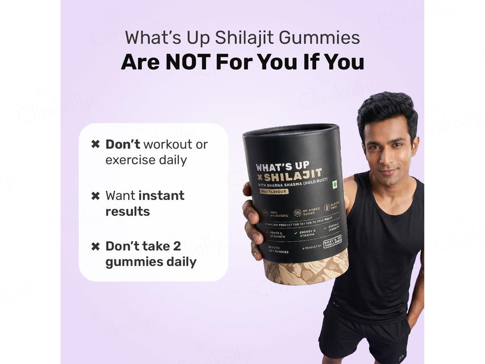 What's Up Wellness Shilajit Resin Nutraceutical Gummies With Gold Dust - Imli Flavour
