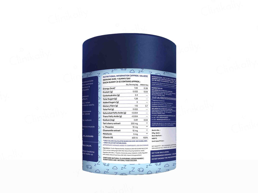 What's Up Wellness Sleep Nutraceutical Gummies - Kesar Mango Flavour
