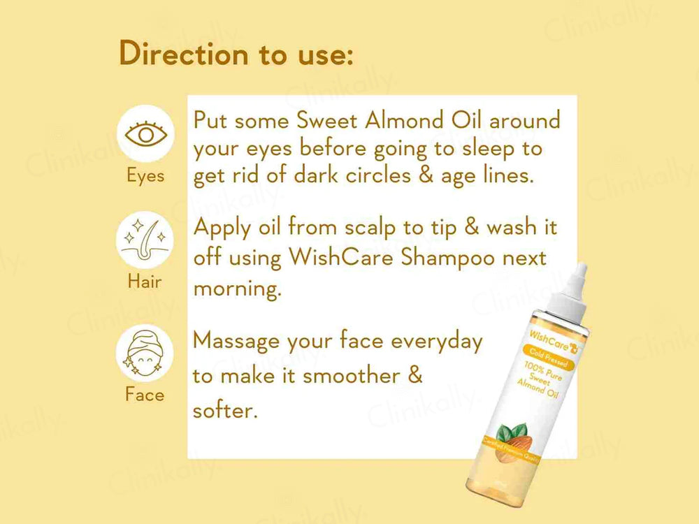WishCare Cold Pressed 100% Pure Sweet Almond Oil