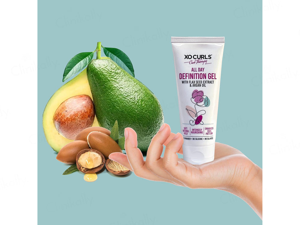 Xo Curls All Day Definition Hair Gel With Flax Seed, Argan & Avocado Oil