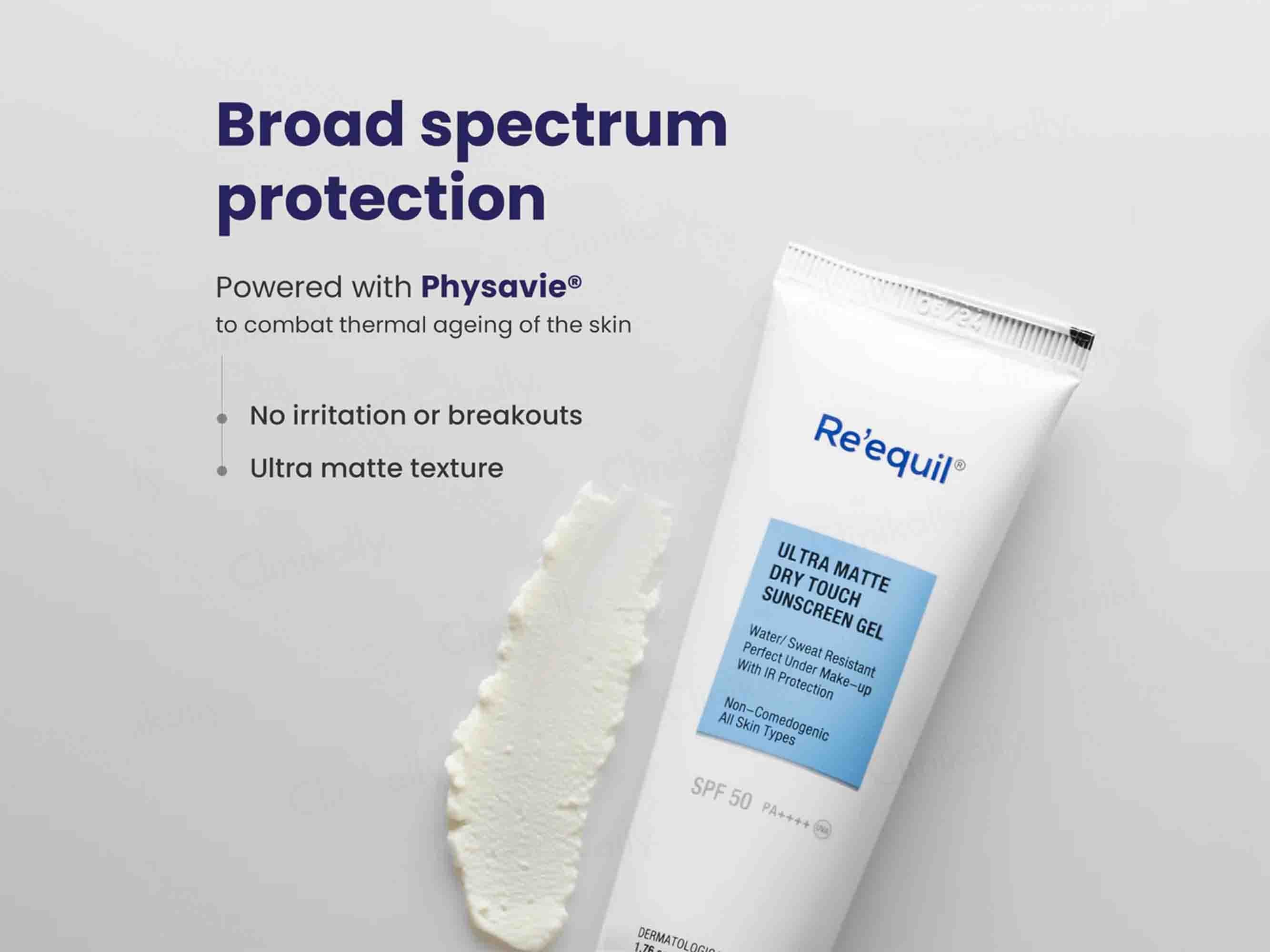 Buy Re'equil Ultra Matte Dry Touch Sunscreen Gel SPF 50 PA++++ Online ...