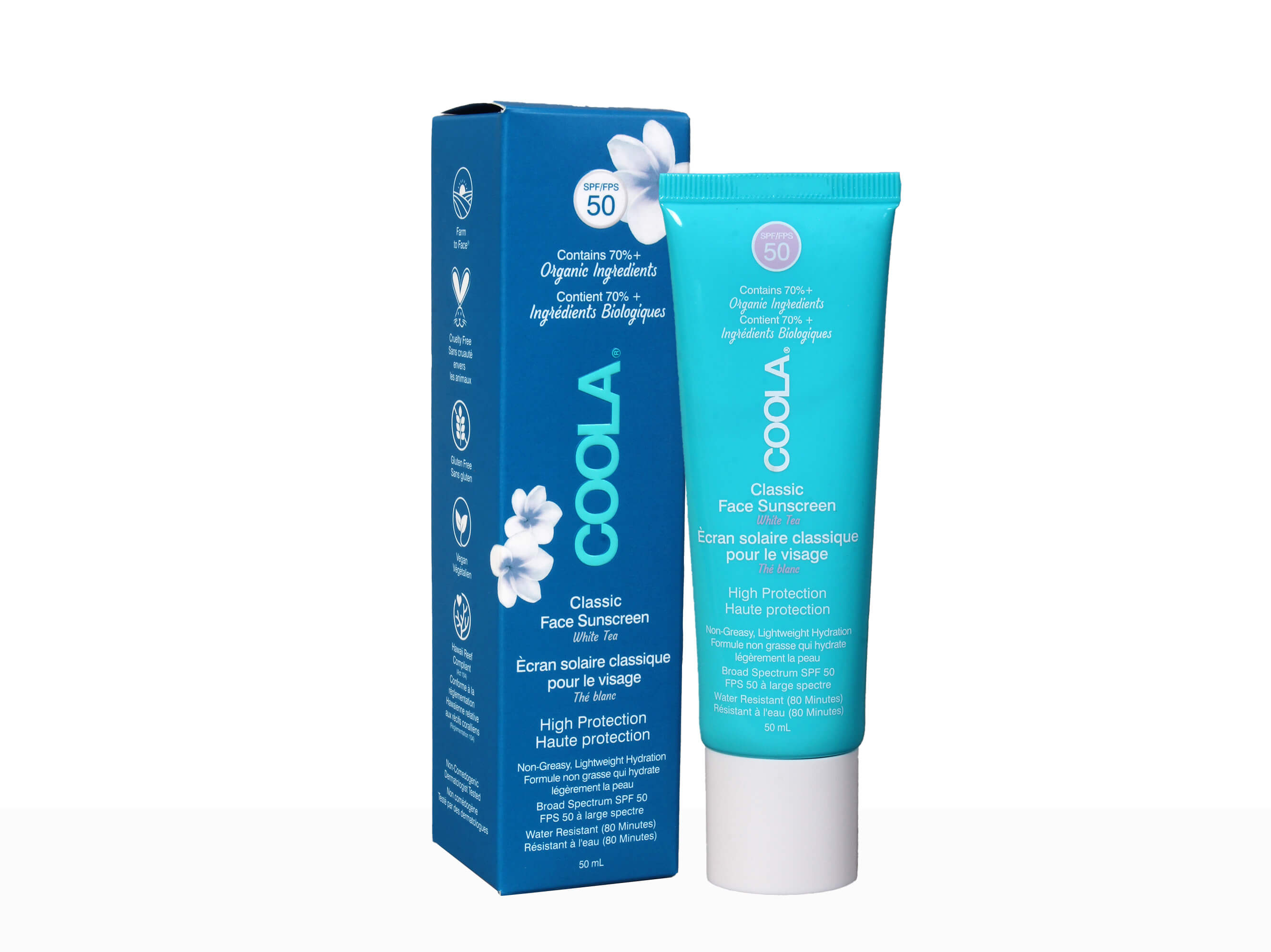 Coola Classic Face Sunscreen SPF 50 White Tea - Clinikally