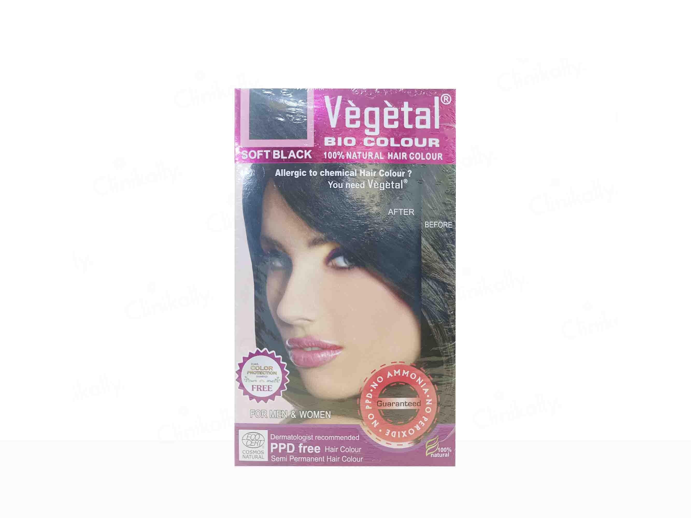 Vegetal Bio Colour 100% Natural Hair Colour For Men & Women - Soft Black
