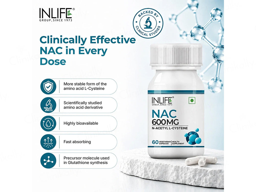 Inlife NAC N-Acetyl L-Cysteine 600mg Veg Capsule