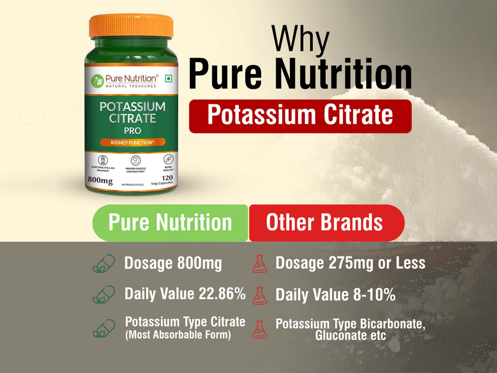 Pure Nutrition Potassium Citrate Pro 800mg Veg Capsule