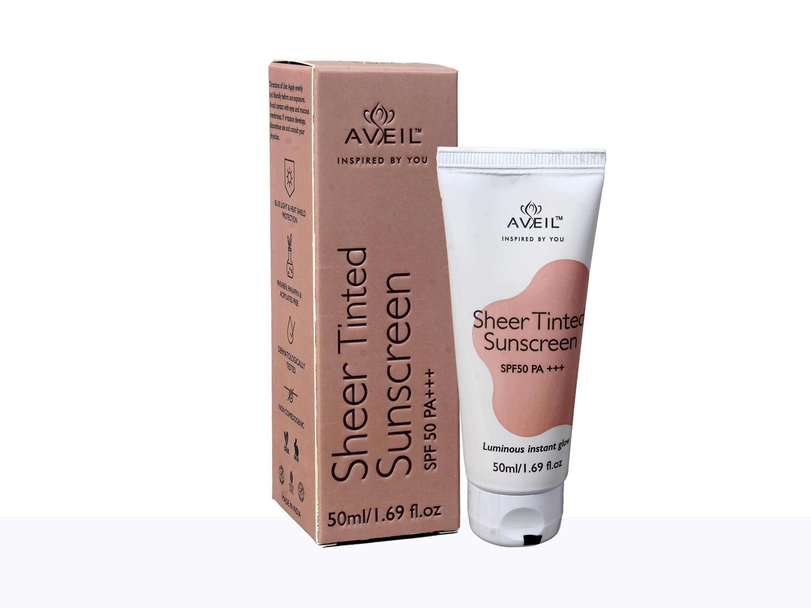 Aveil Sheer Tinted Sunscreen SPF 50 PA+++ - Clinikally