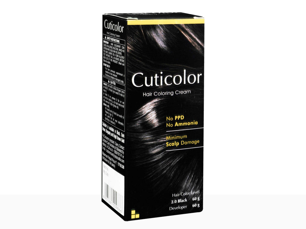 Cuticolor Hair Coloring Cream Black 2.0 - Clinikally