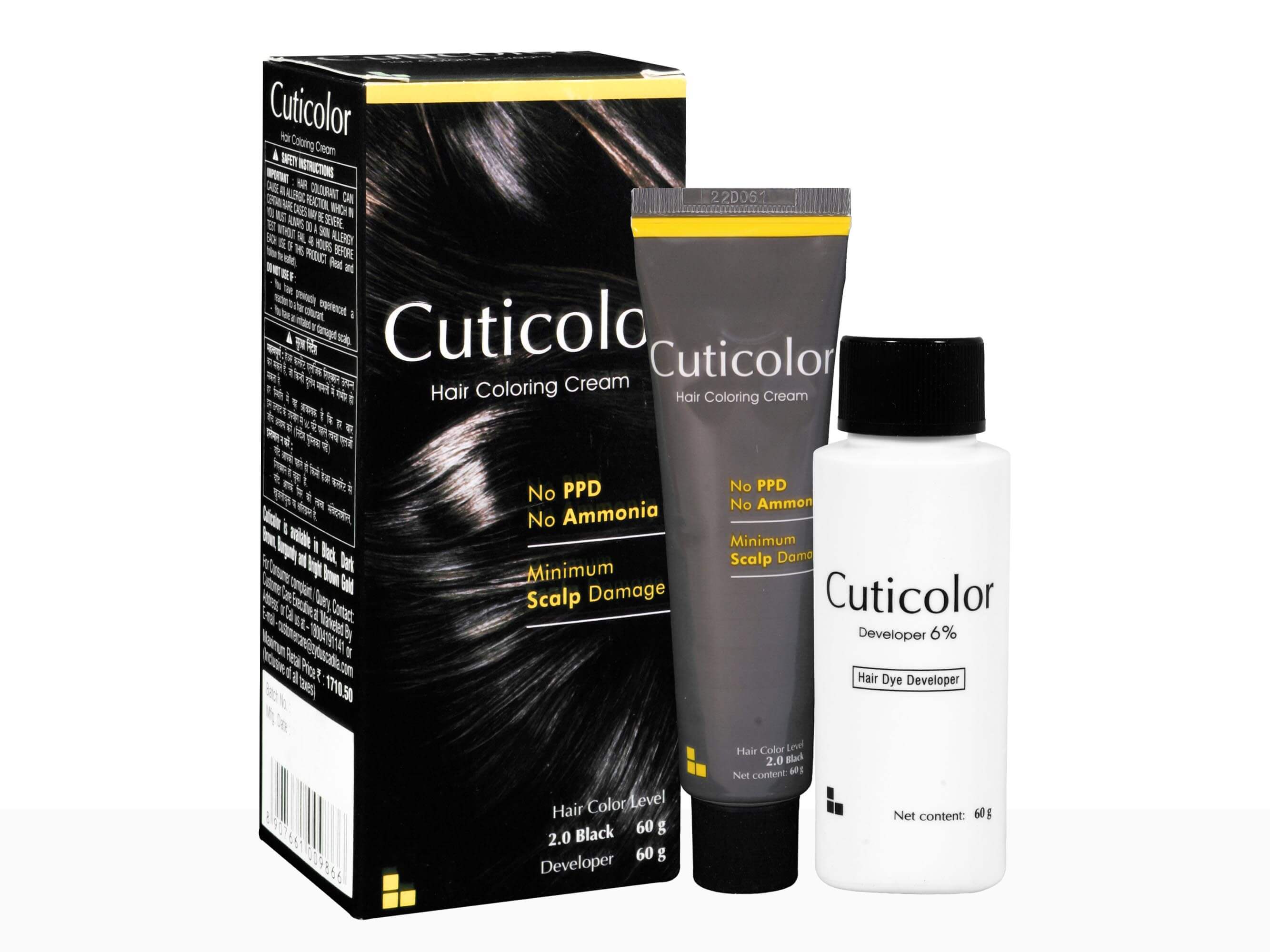 Cuticolor Hair Coloring Cream Black 2.0 - Clinikally